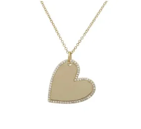 14k Diamond Heart Engrave Necklace