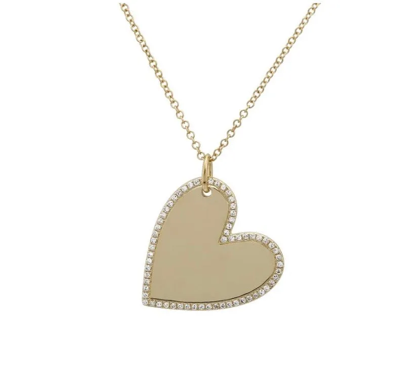 14k Diamond Heart Engrave Necklace