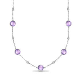 18ct White Gold Diamond And Amethyst Necklace