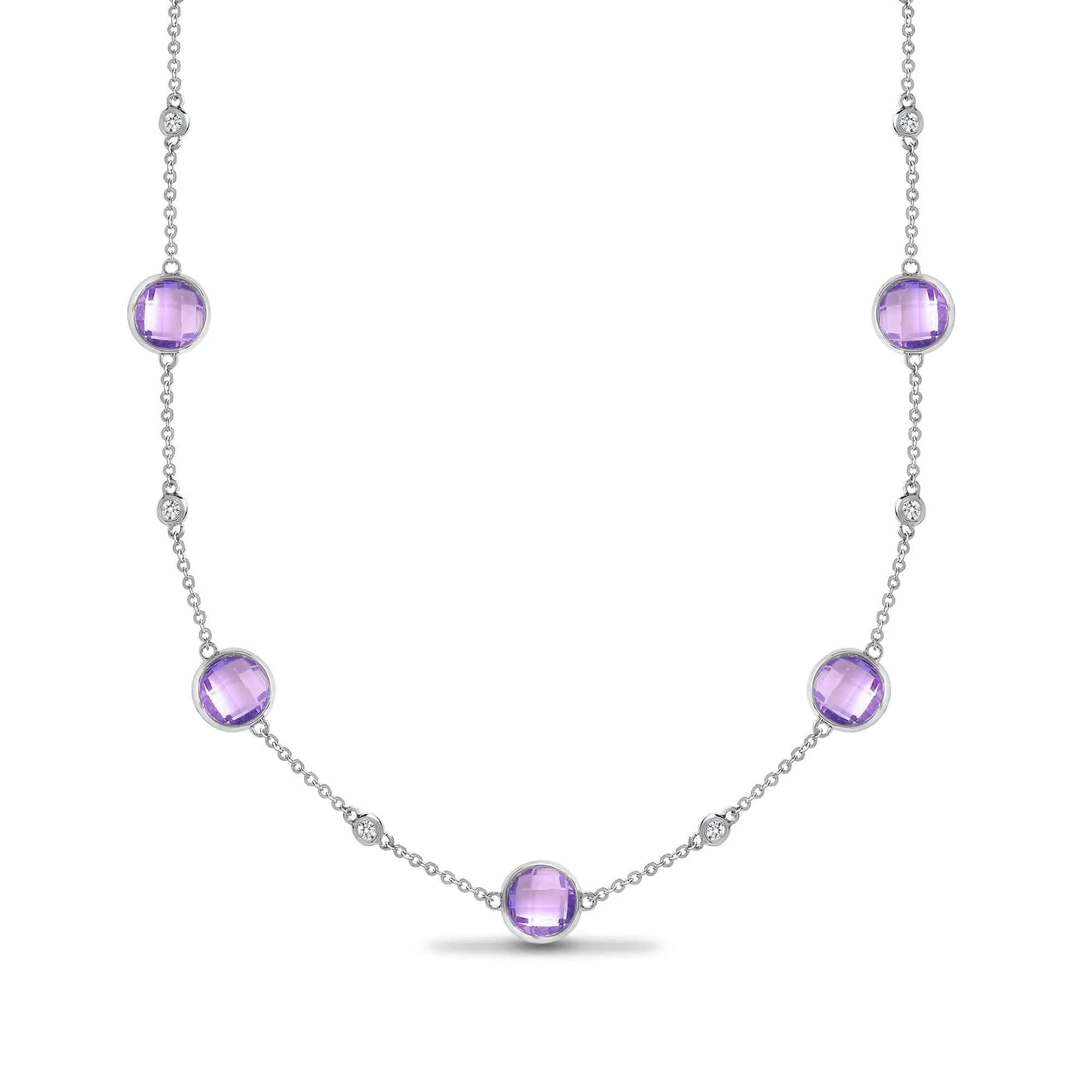 18ct White Gold Diamond And Amethyst Necklace