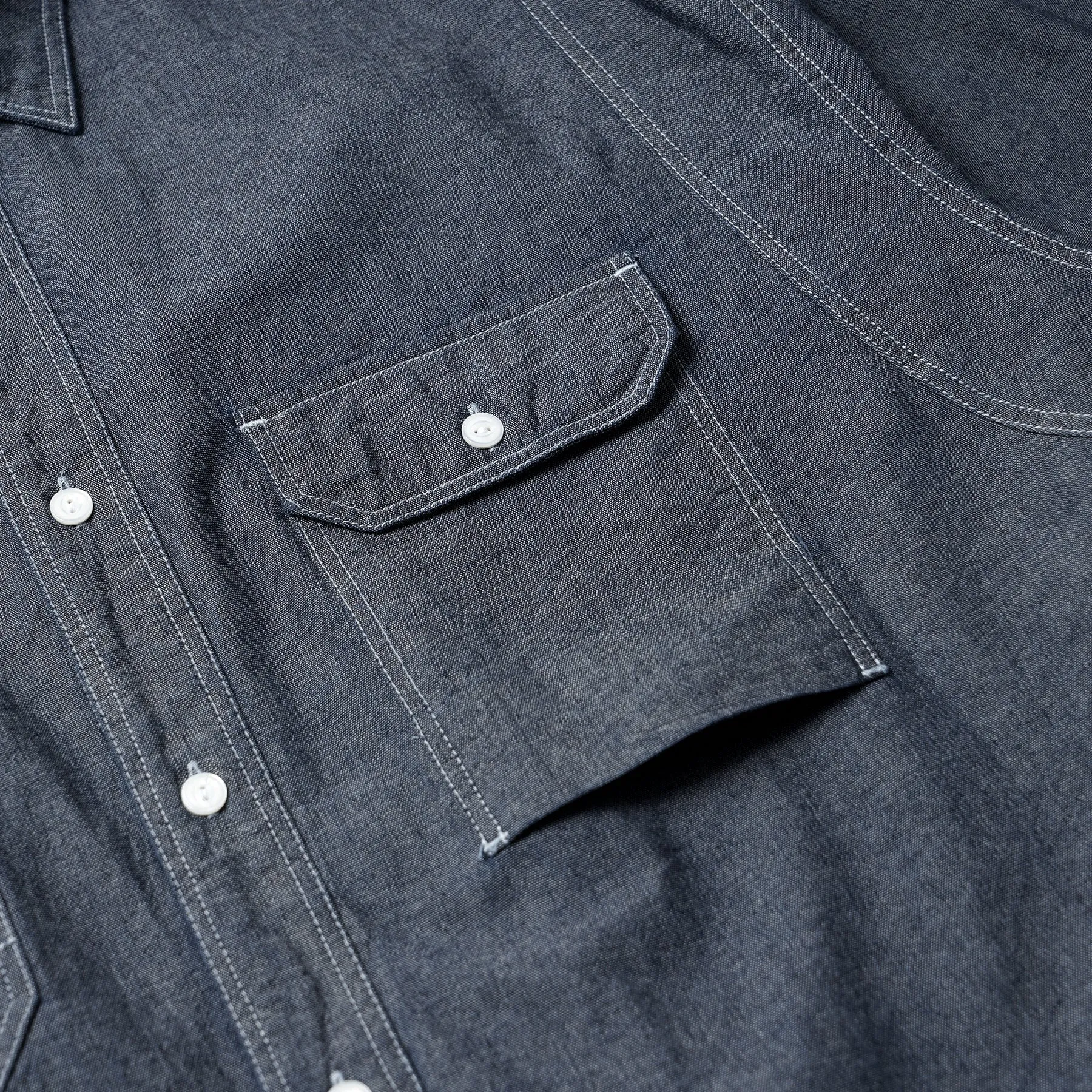 1920's CHAMBRAY WORK SHIRT - INDIGO