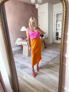 A New Day Orange Satin Skirt- Size S (see notes)