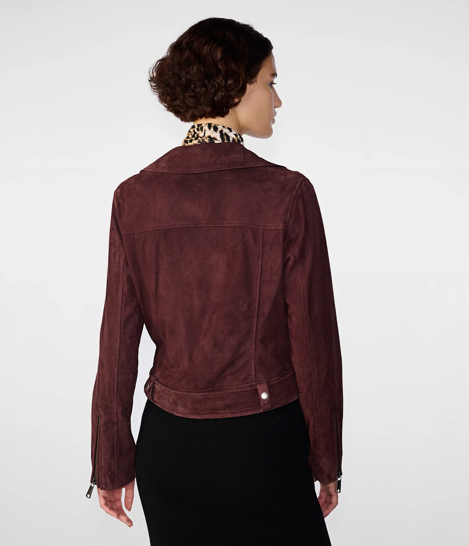 Ada Suede Belted Moto Jacket