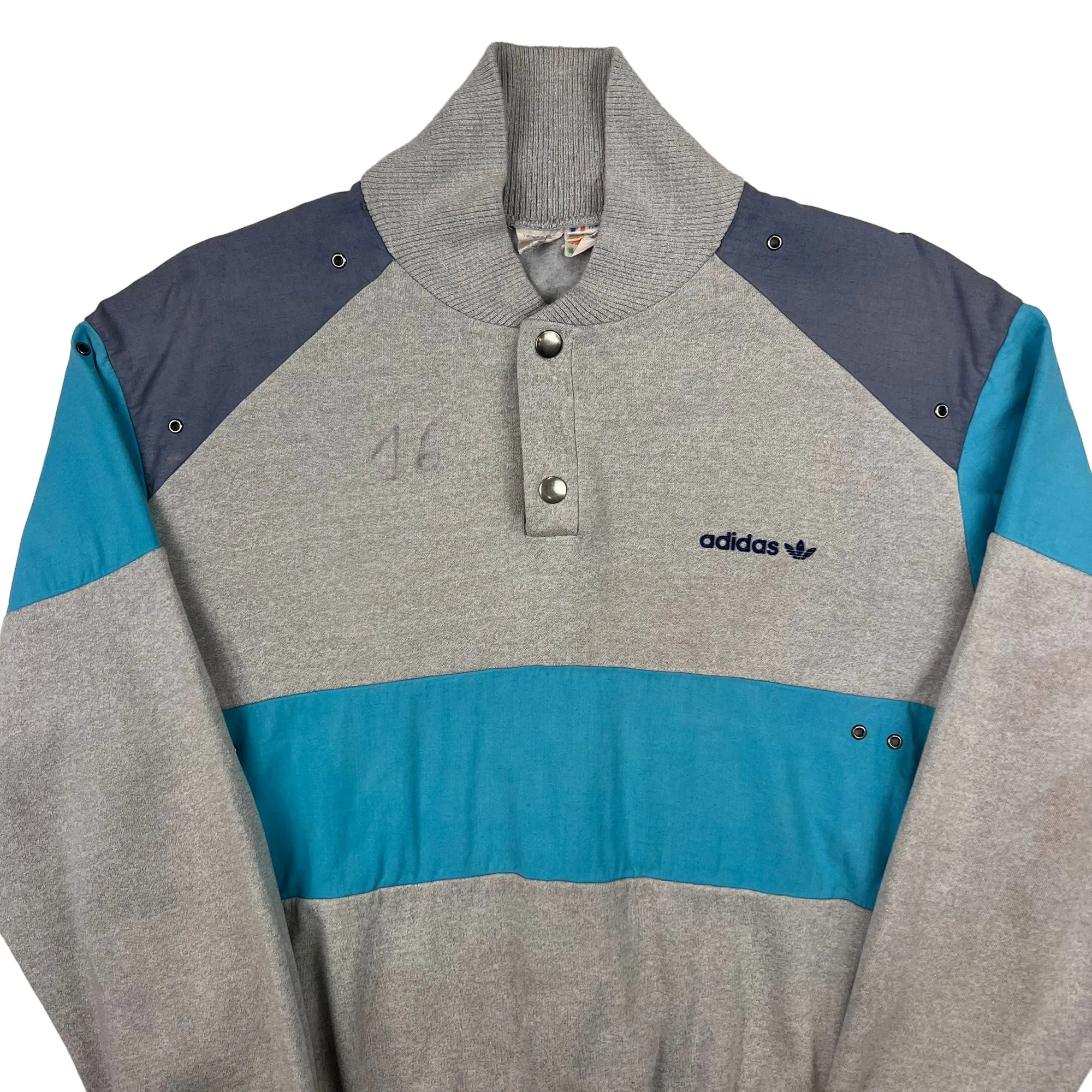 Adidas 90s Colourblock Quarter-Zip Sweatshirt Grey Blue