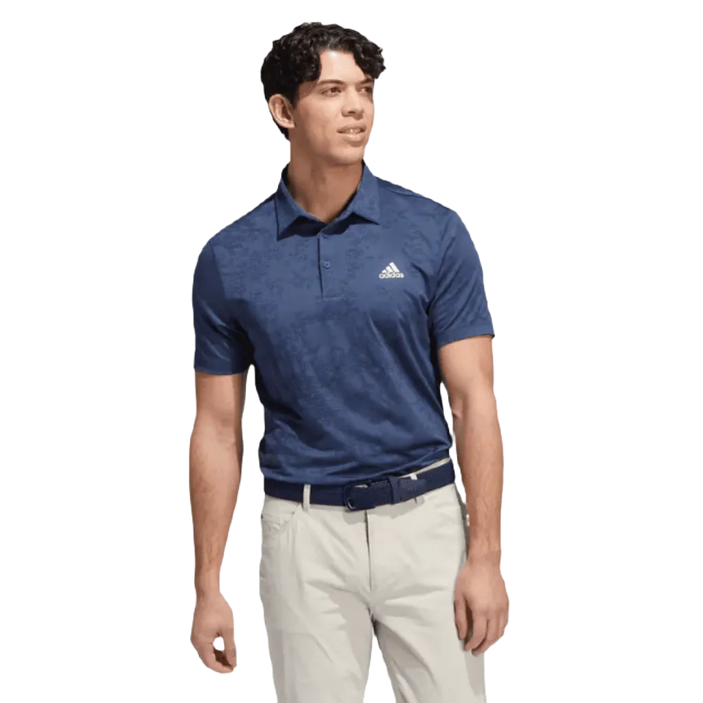 Adidas Jacquard Golf Polo Shirt - Navy