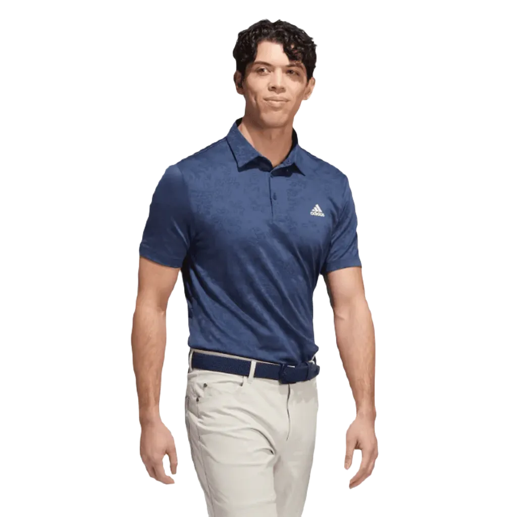 Adidas Jacquard Golf Polo Shirt - Navy