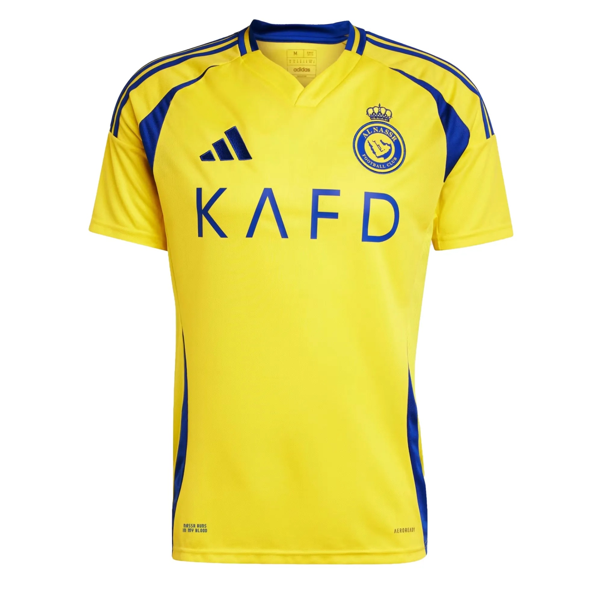 adidas Men's Al Nassr 2024/25 Home Jersey w/ Ronaldo #7 Printing Impact Yellow/Royal Blue