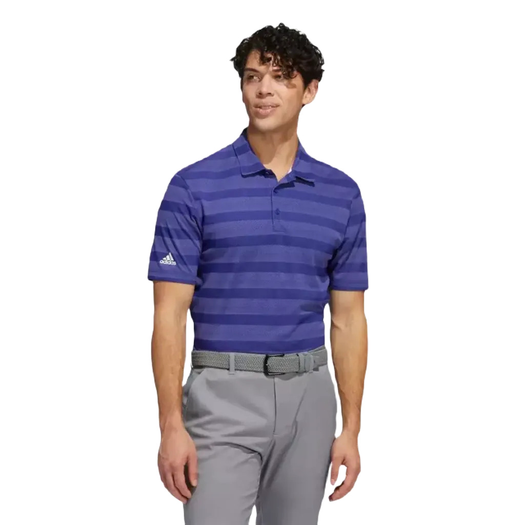 Adidas Two-Color Men's Striped Polo Shirt - Legacy Indigo