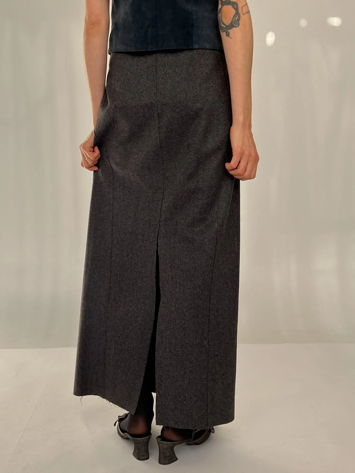 Alberta Ferretti Felted Wool Skirt (M)