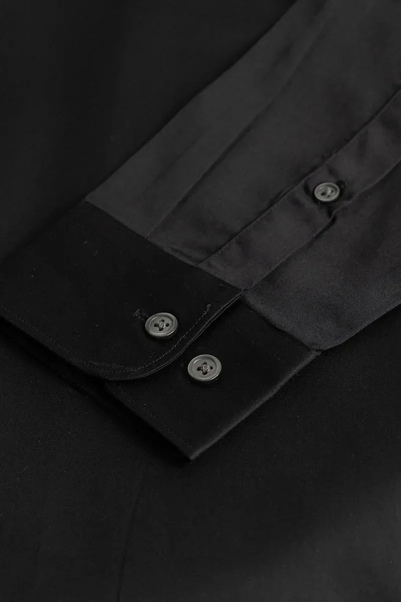 Alfonso Jet Black Plain Satin Shirt