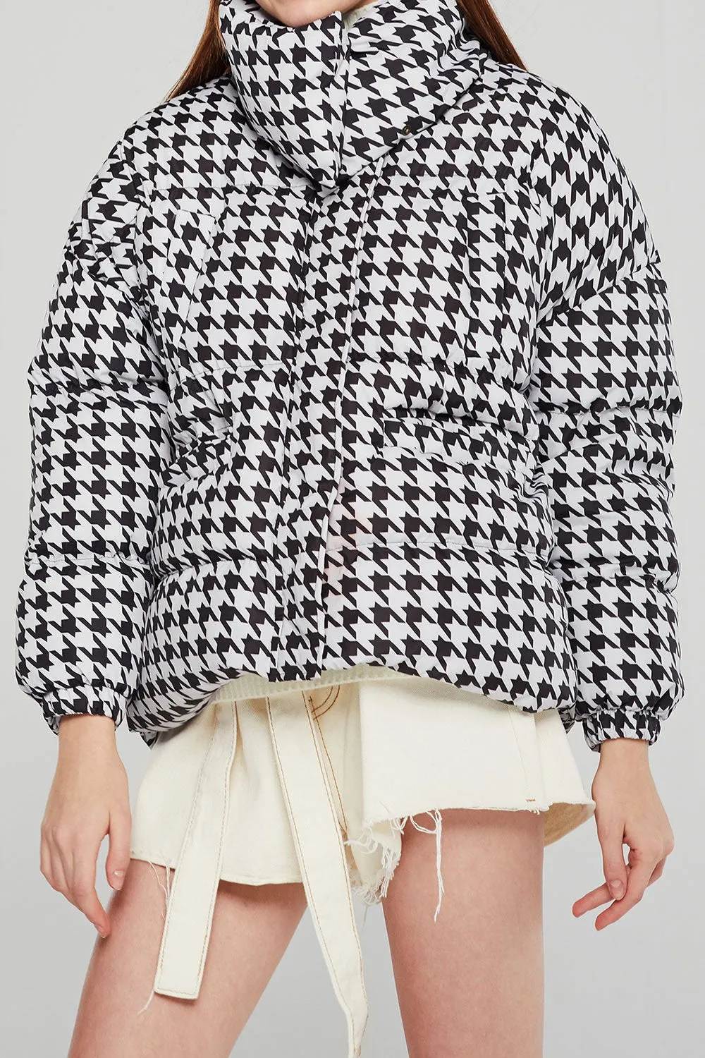 Amber Houndstooth Puffer Jacket