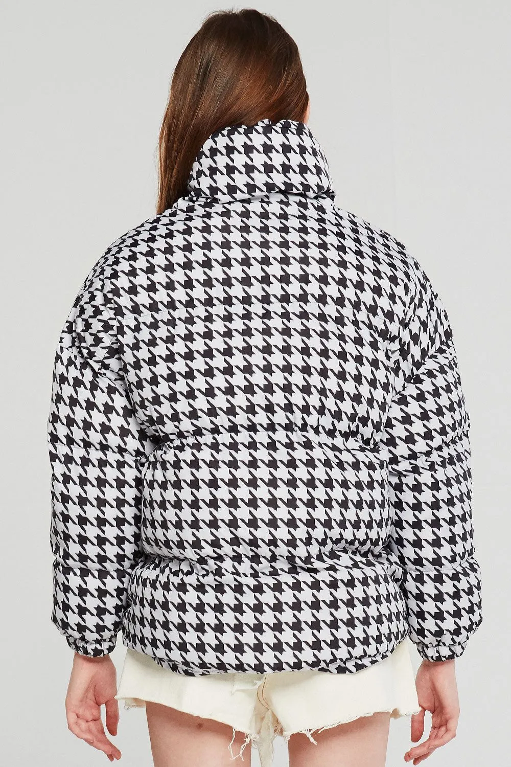 Amber Houndstooth Puffer Jacket