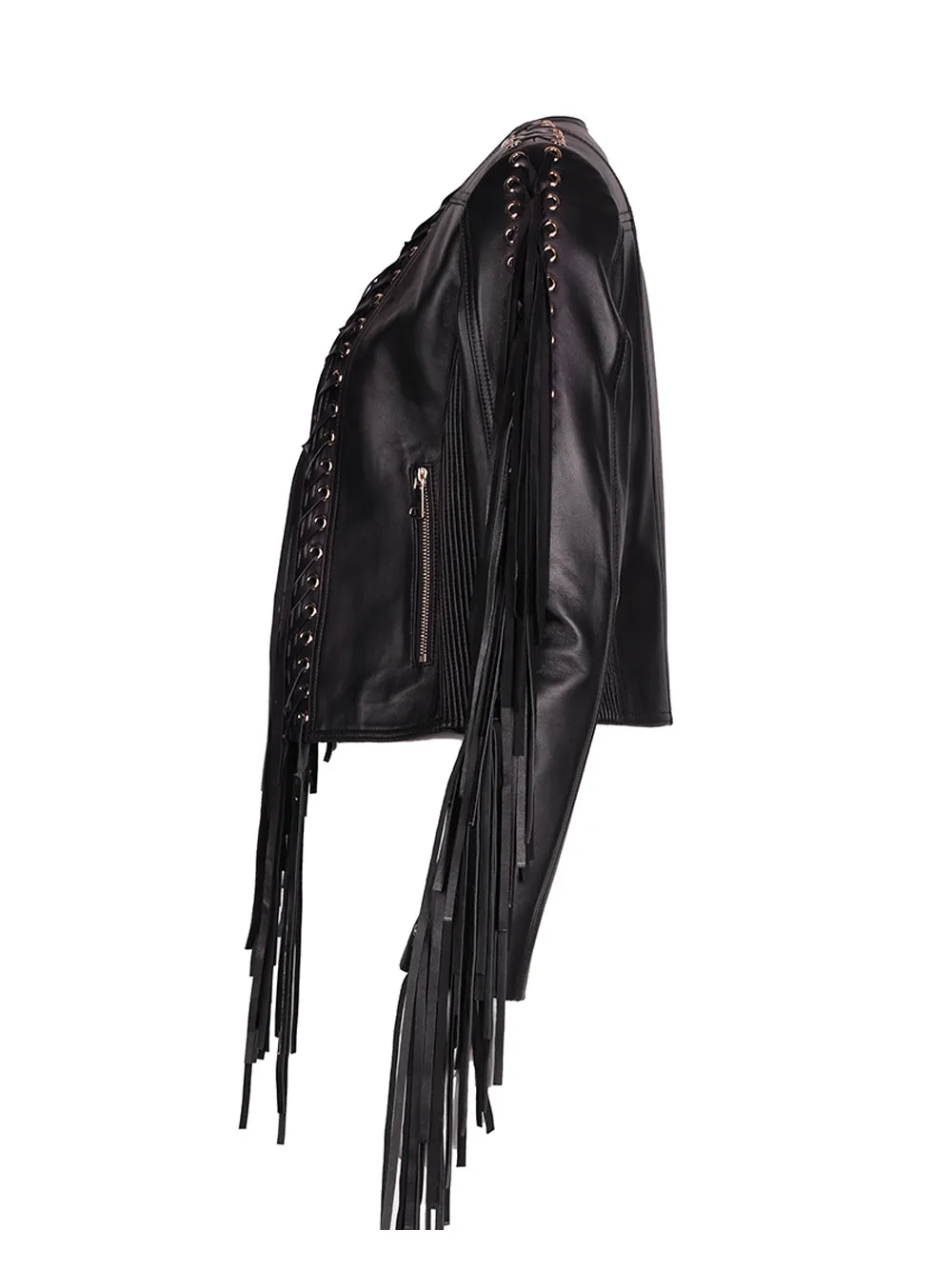 ANGE Fringed Leather Jacket