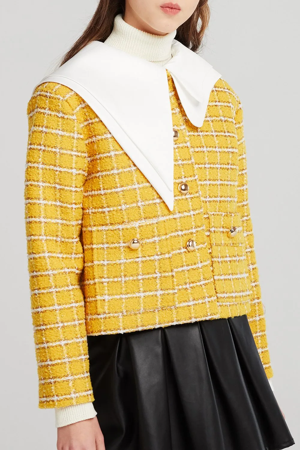 Ann Asymmetric Collar Boucle Jacket