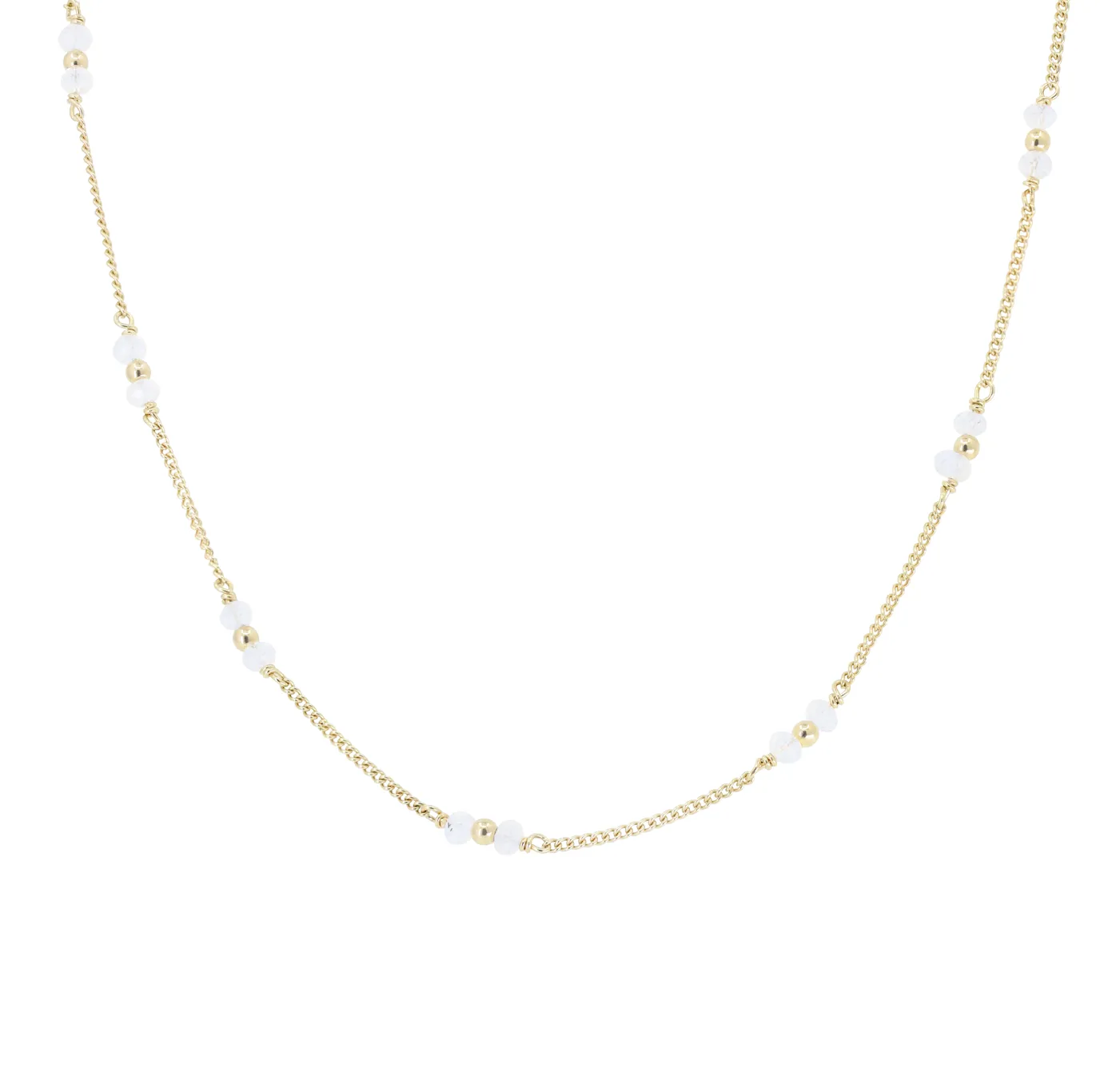 Beaded Moonstone Gold Necklace