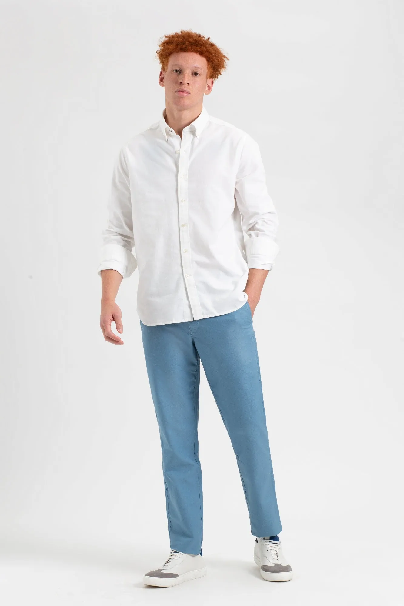 Beatnik Oxford Slim Taper Garment Dye Chino - Dusty Blue