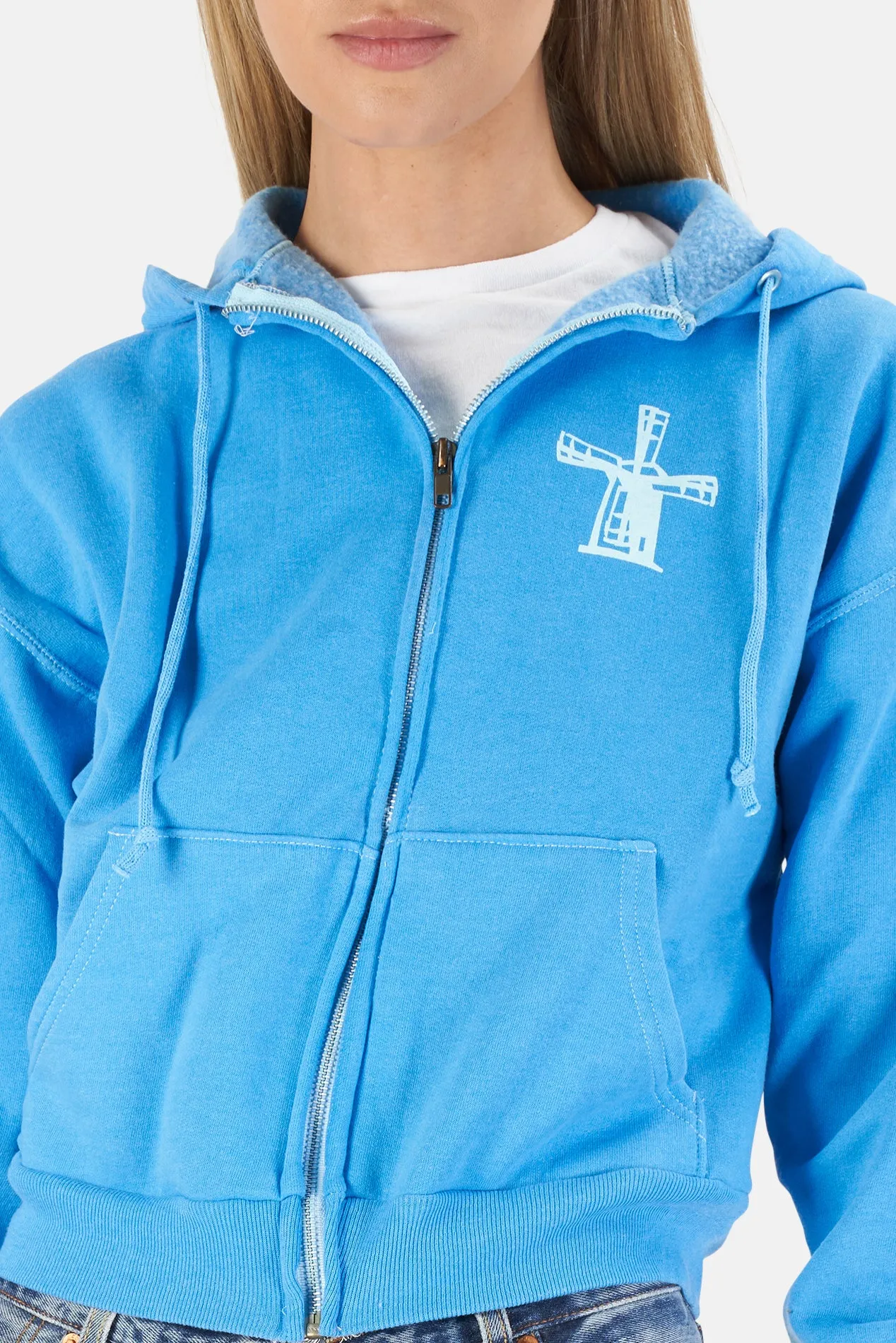 Been Here Forever Windmill Crop Hoodie Blue