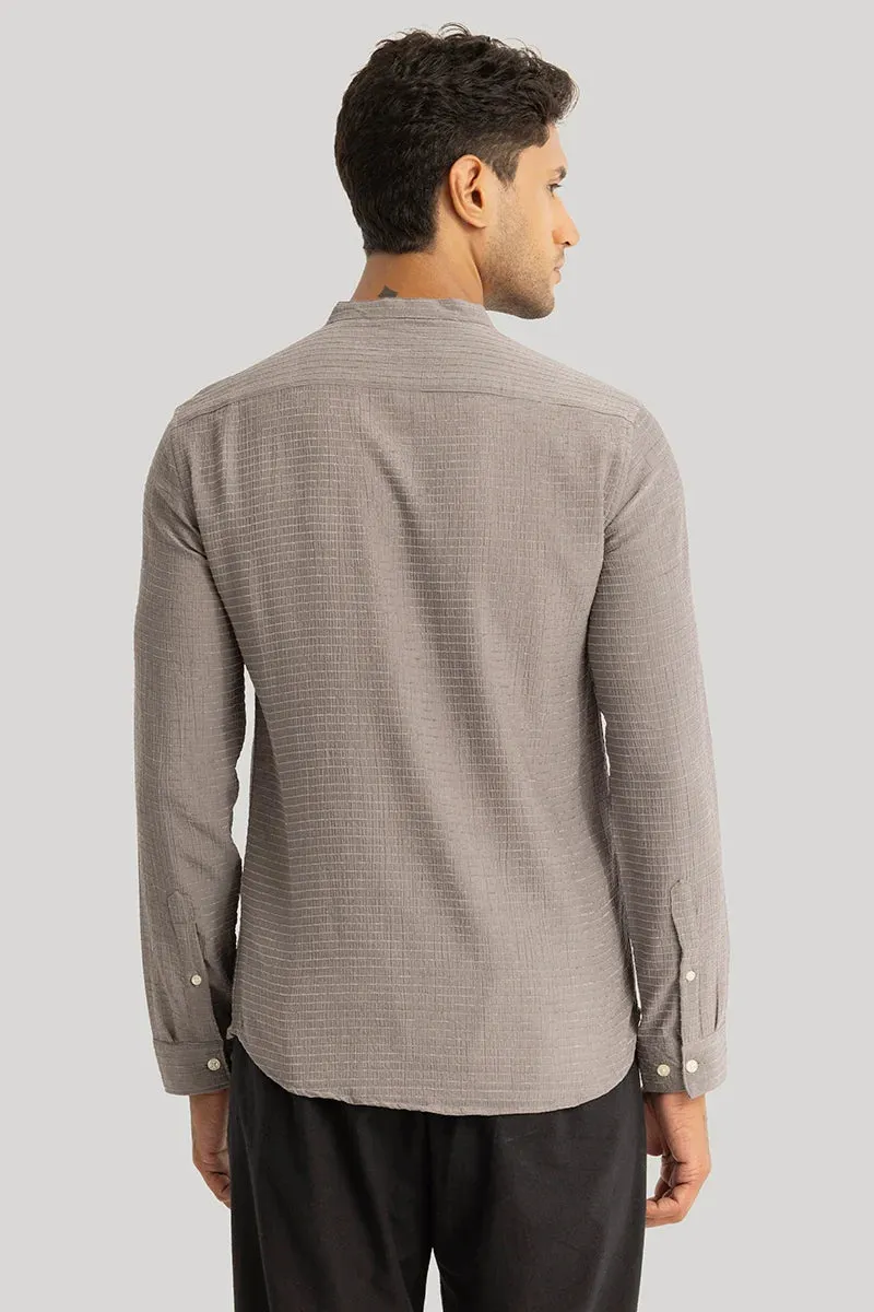 Stylish Benedetta Grey Textured Long-Sleeve Shirt for Men