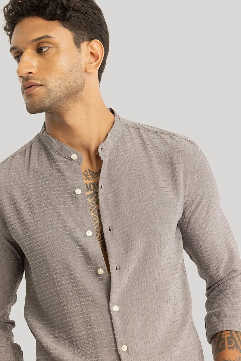 Stylish Benedetta Grey Textured Long-Sleeve Shirt for Men