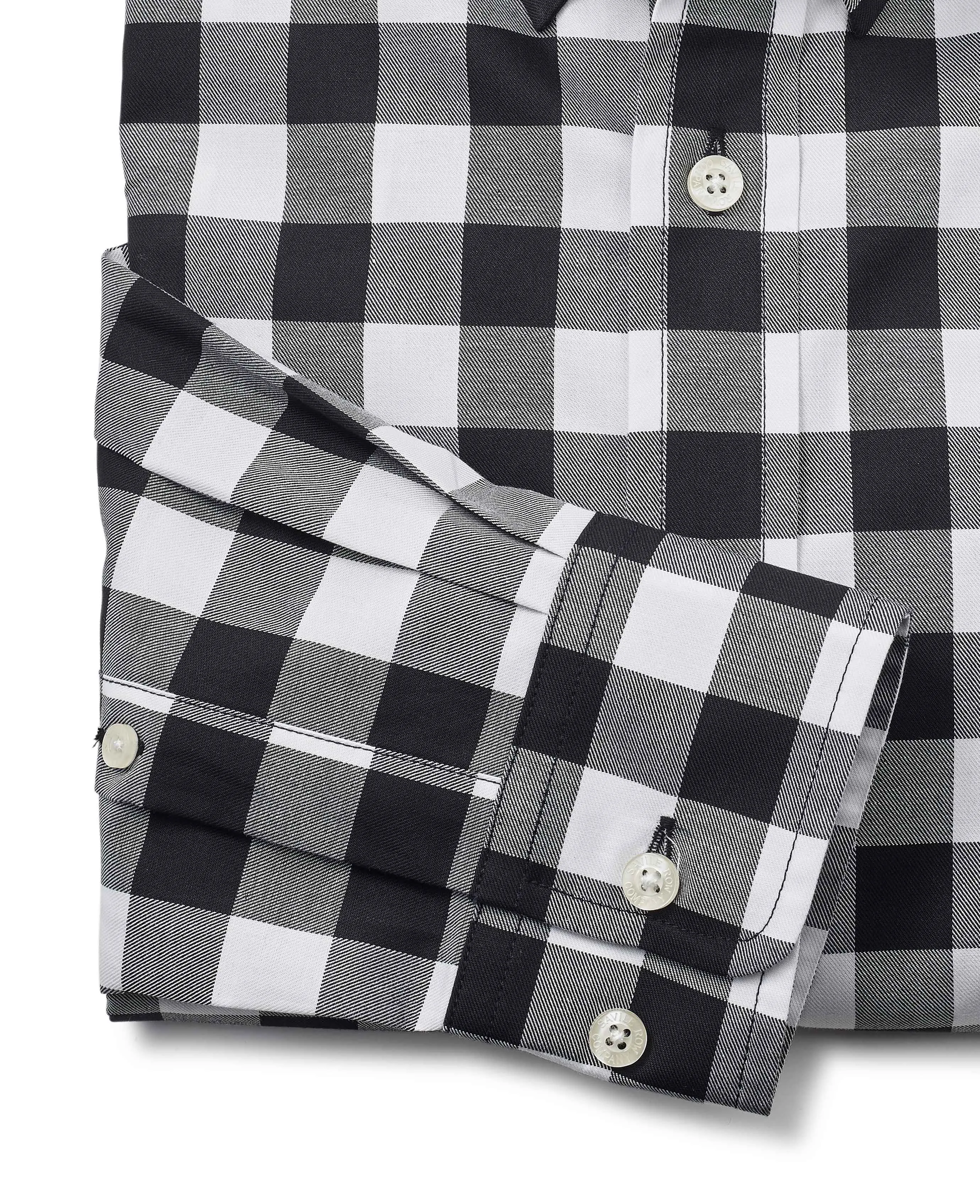 Black White Bold Check Button-Down Shirt