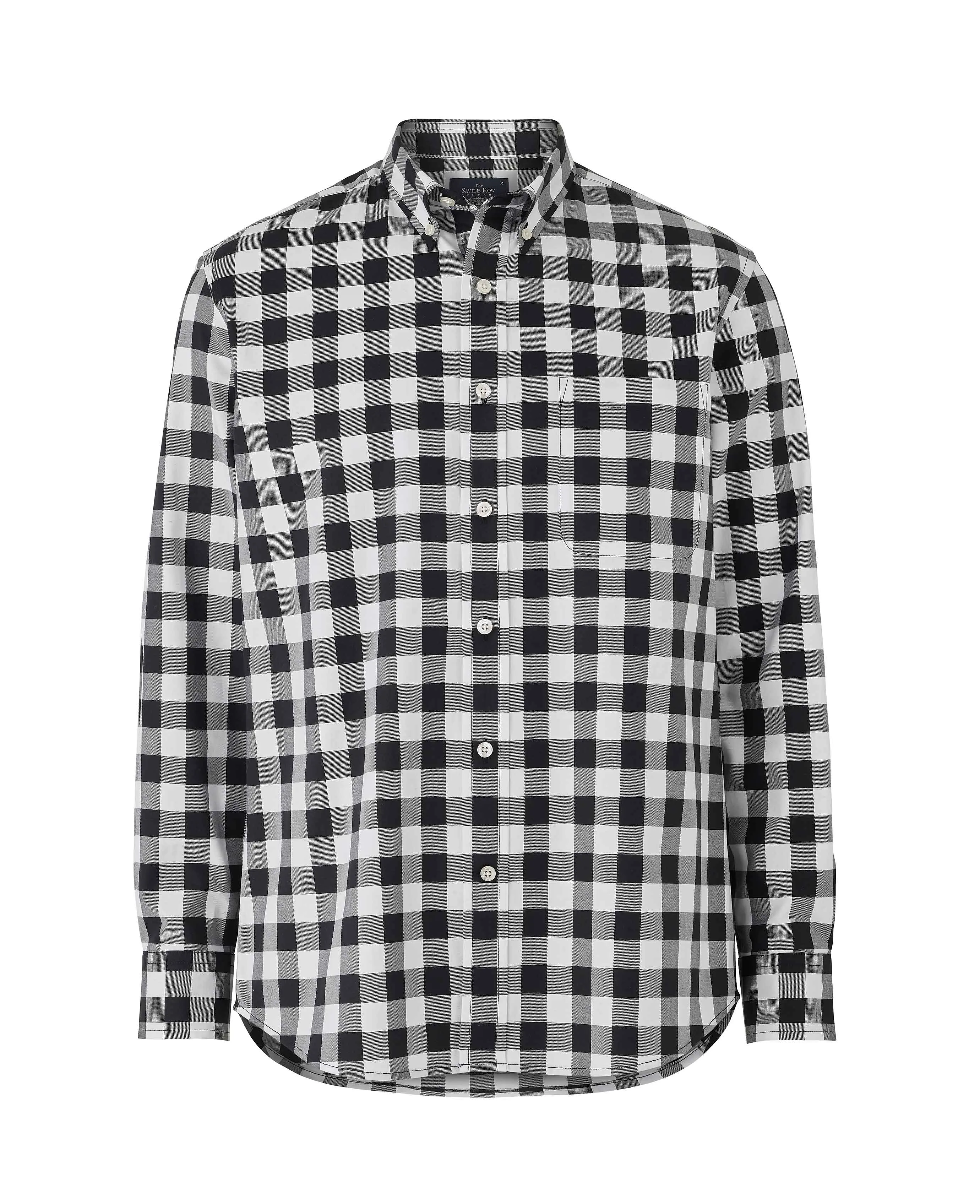 Black White Bold Check Button-Down Shirt