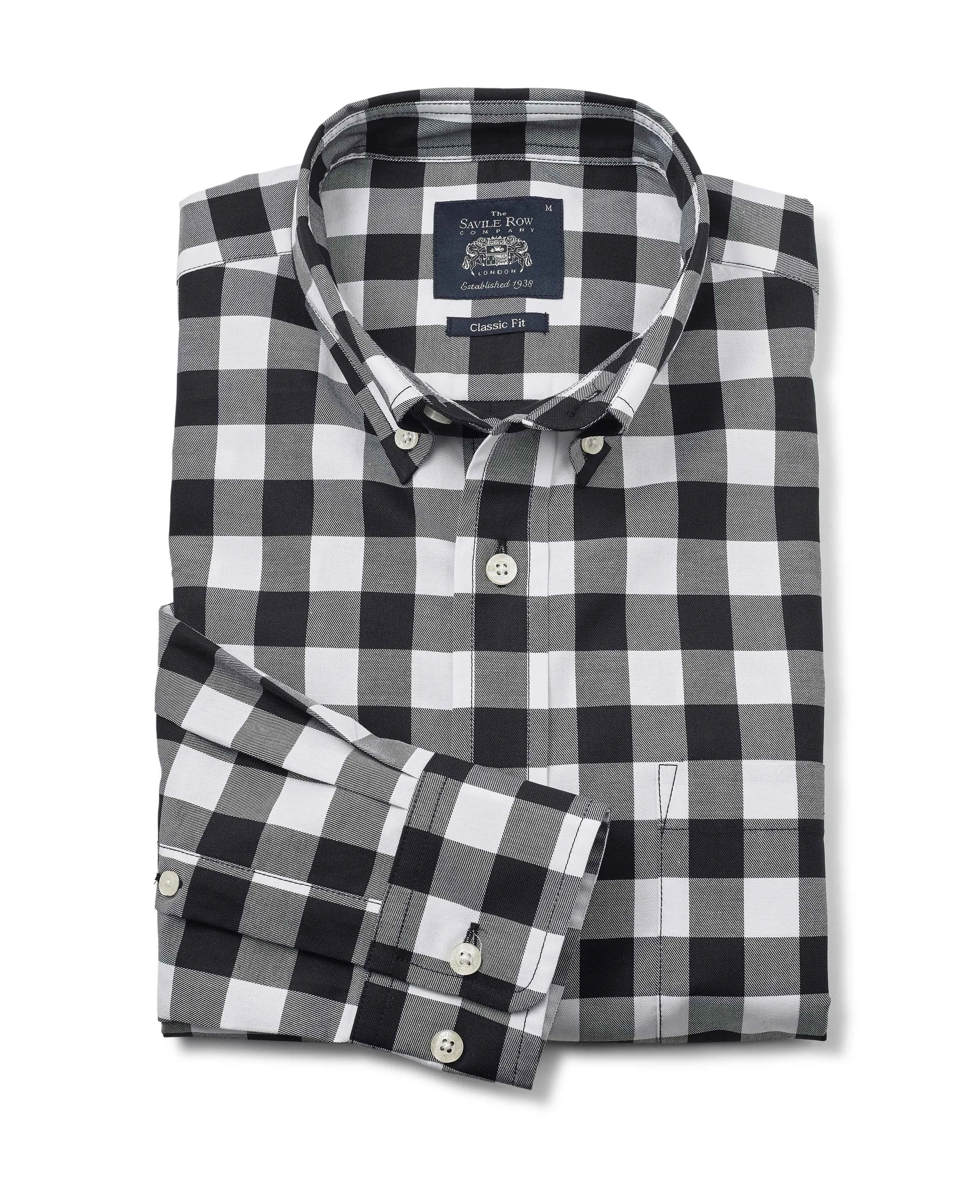 Black White Bold Check Button-Down Shirt