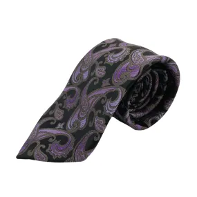 BOCARA Silk Paisley Tie - Purple & Black