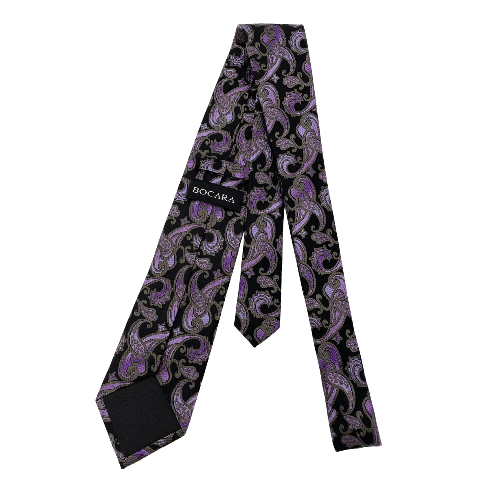 BOCARA Silk Paisley Tie - Purple & Black