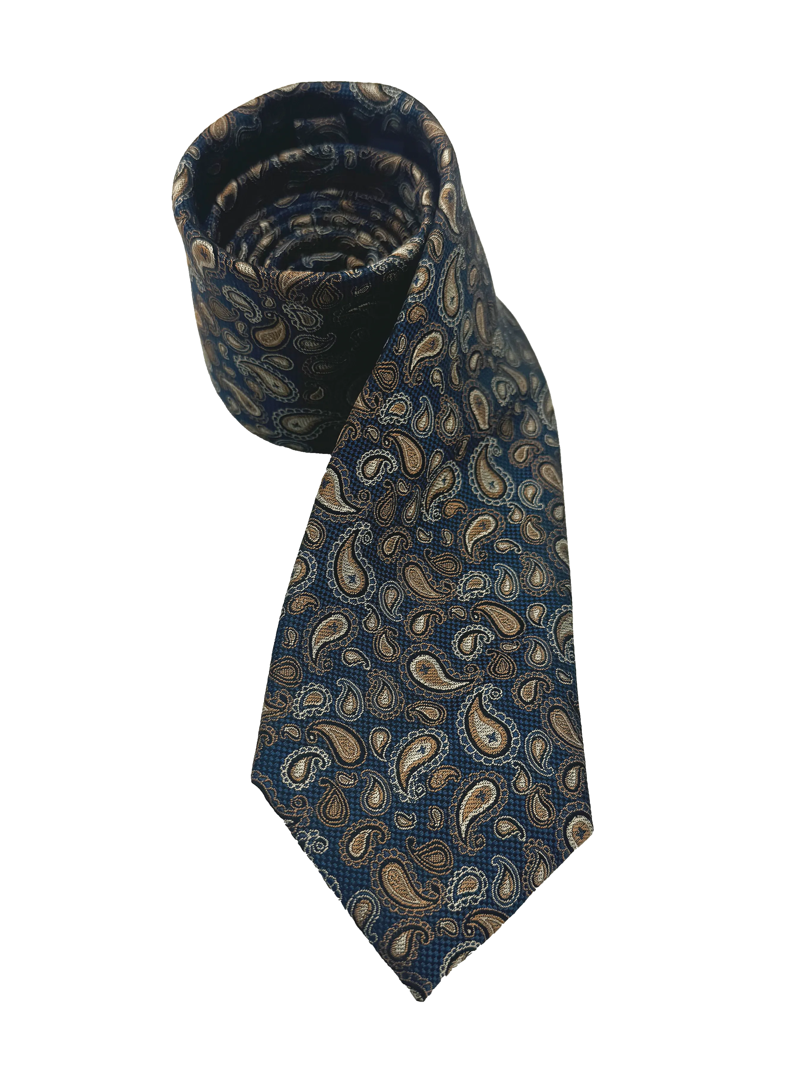 Brown Paisley Print Silk Tie