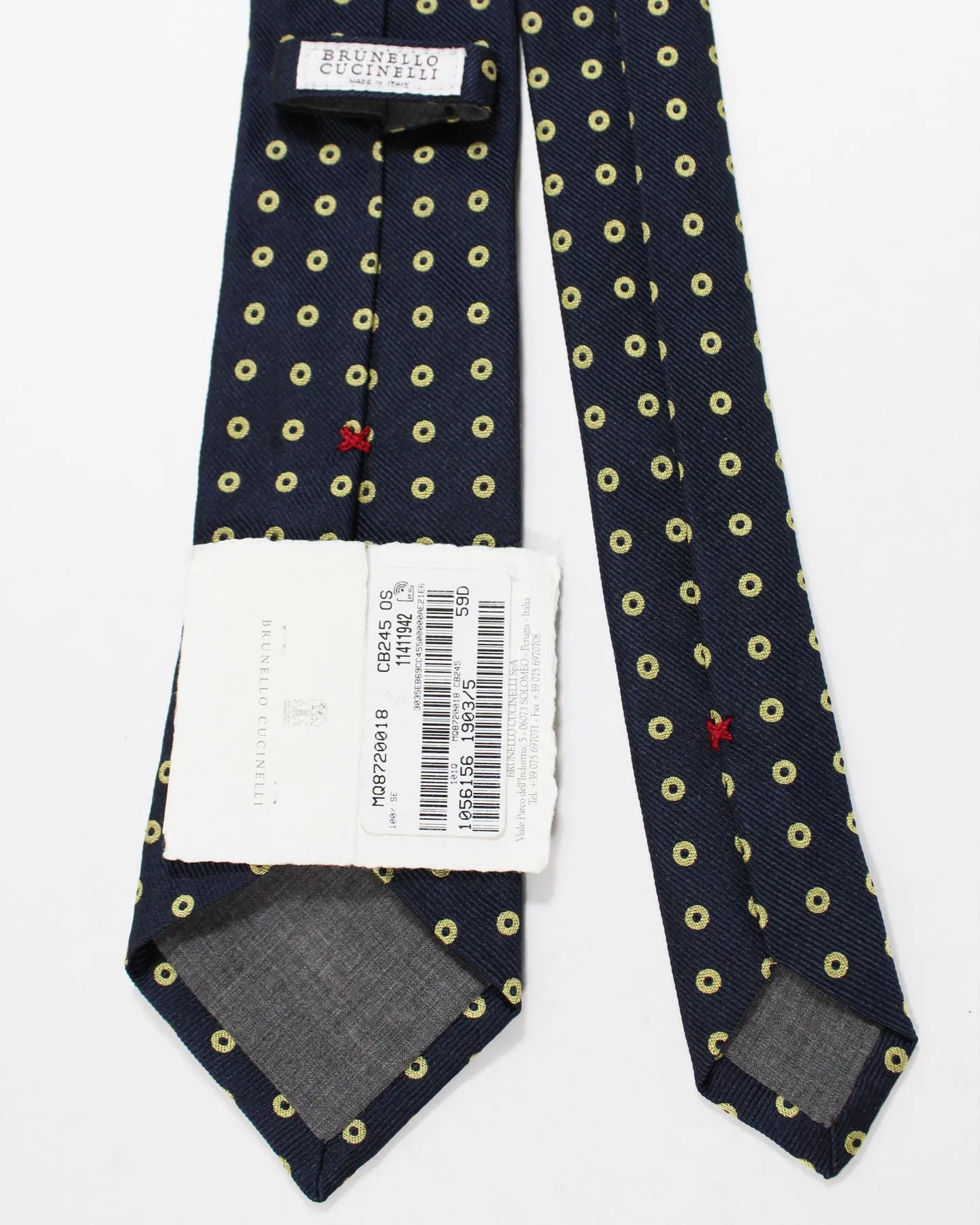 Brunello Cucinelli Tie Dark Blue Chartreuse Circles