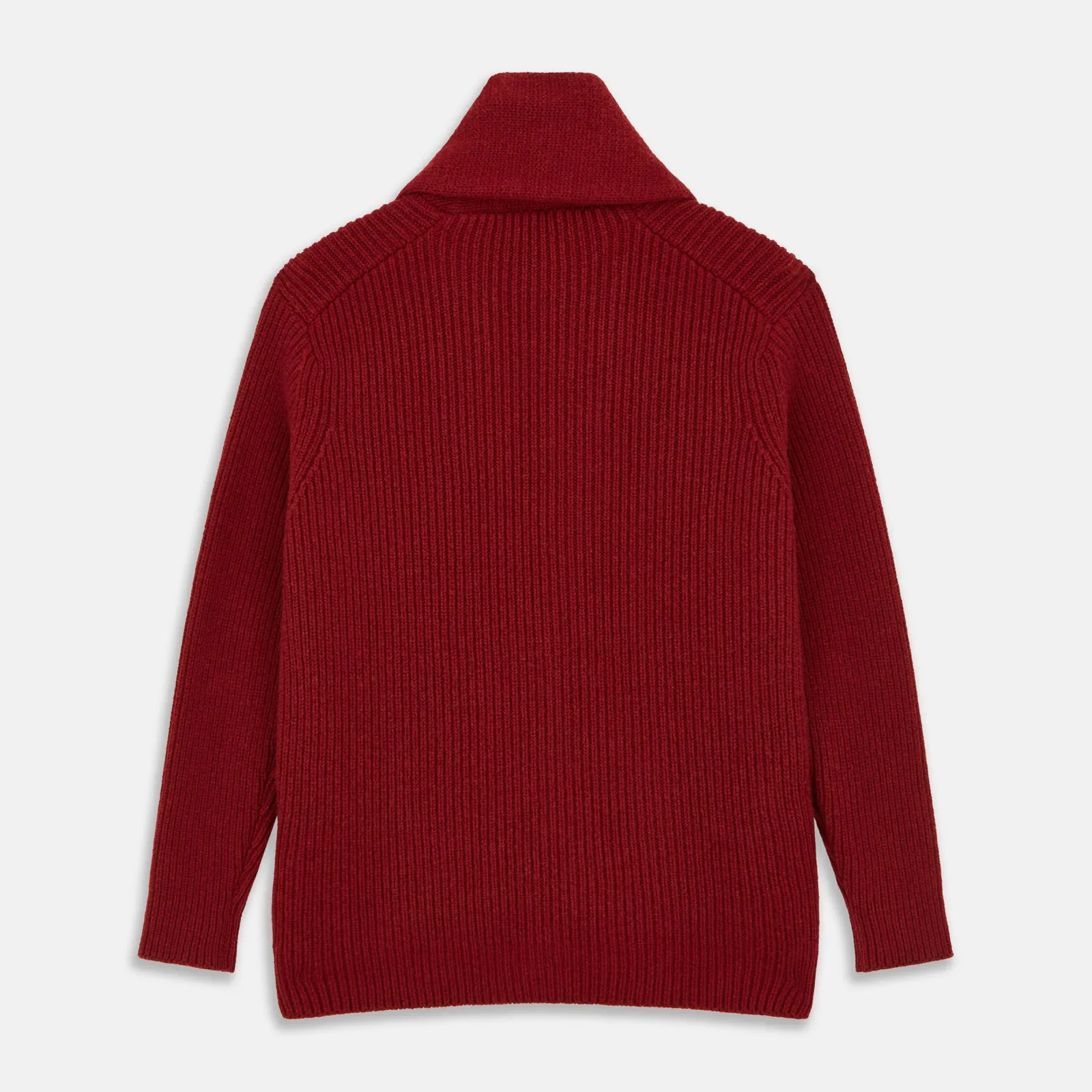 Burgundy Cashmere Ribbed Shawl Neck Ainsley Cardigan