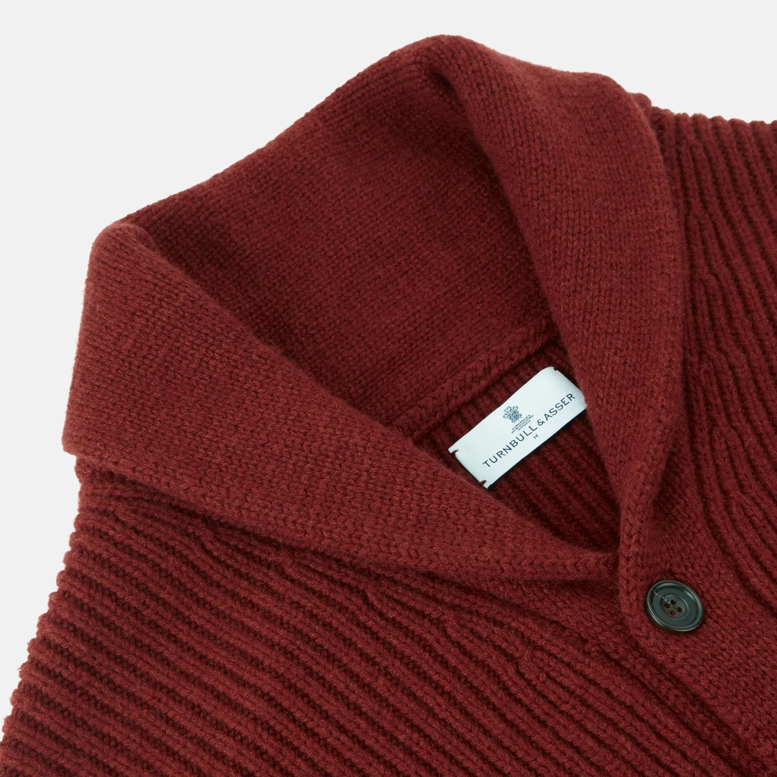 Burgundy Cashmere Ribbed Shawl Neck Ainsley Cardigan