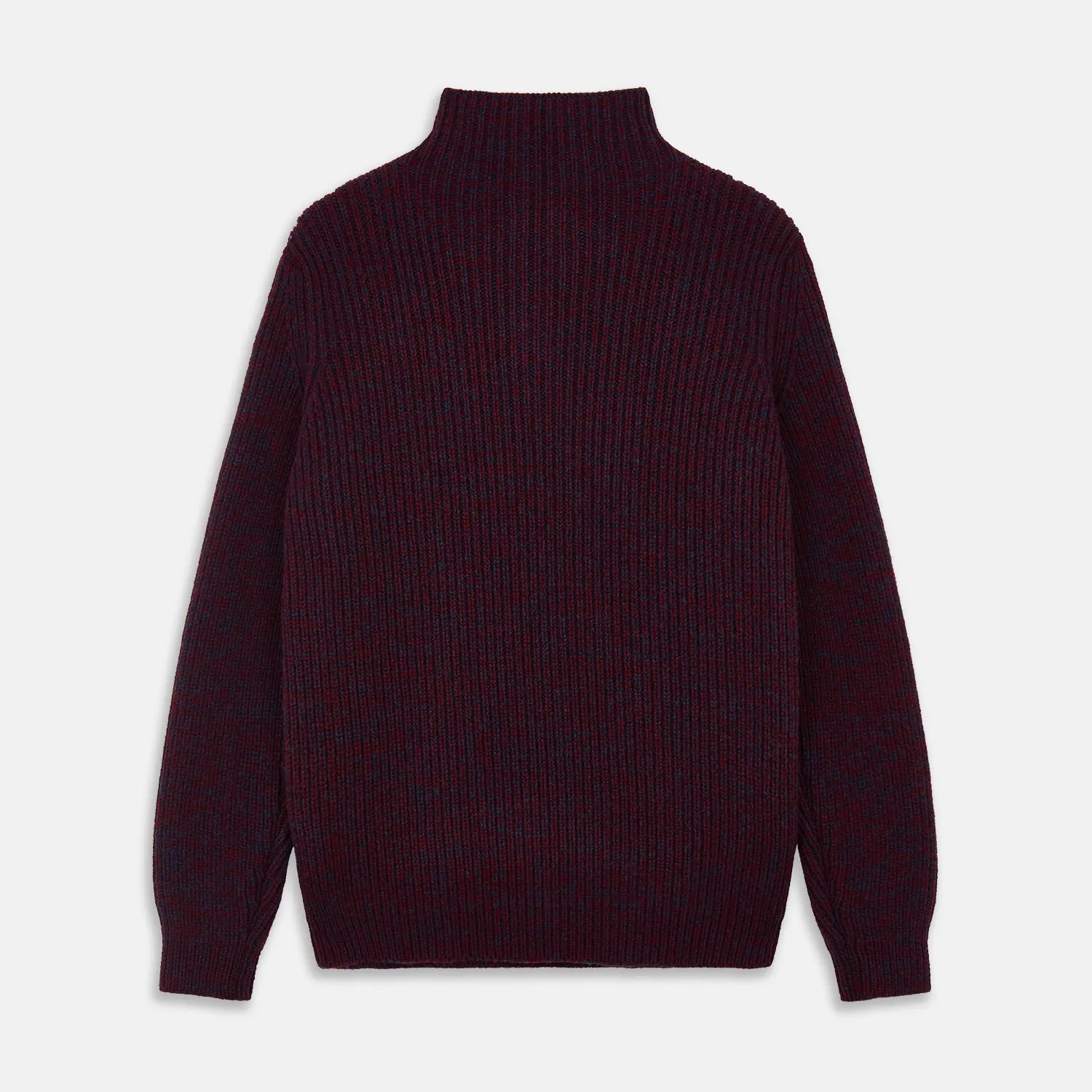 Burgundy Mullion Half Zip Rib Cashmere Jumper