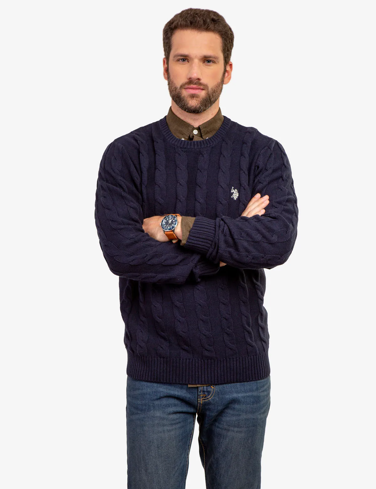 CABLE CREW NECK SWEATER