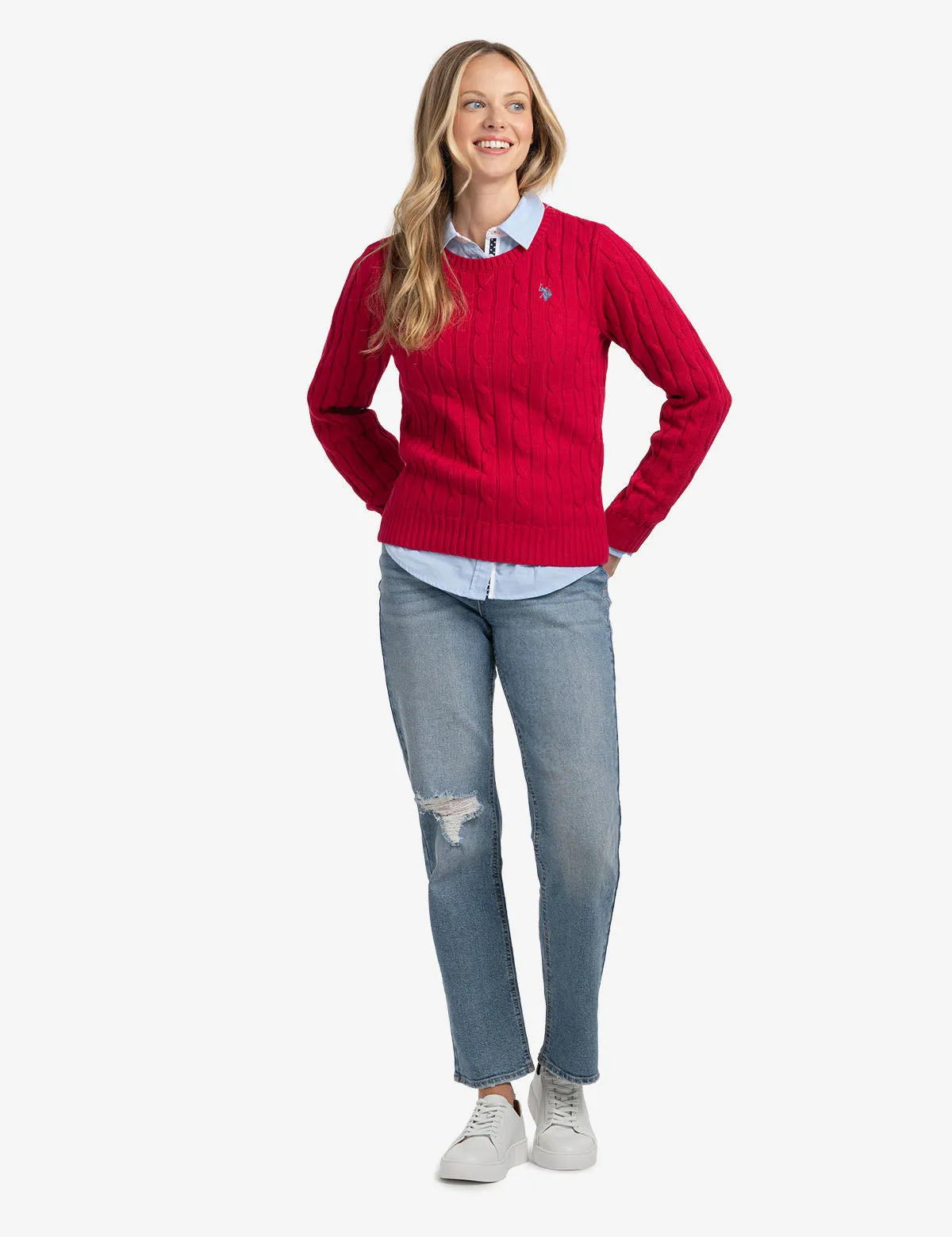 CABLE CREW NECK SWEATER