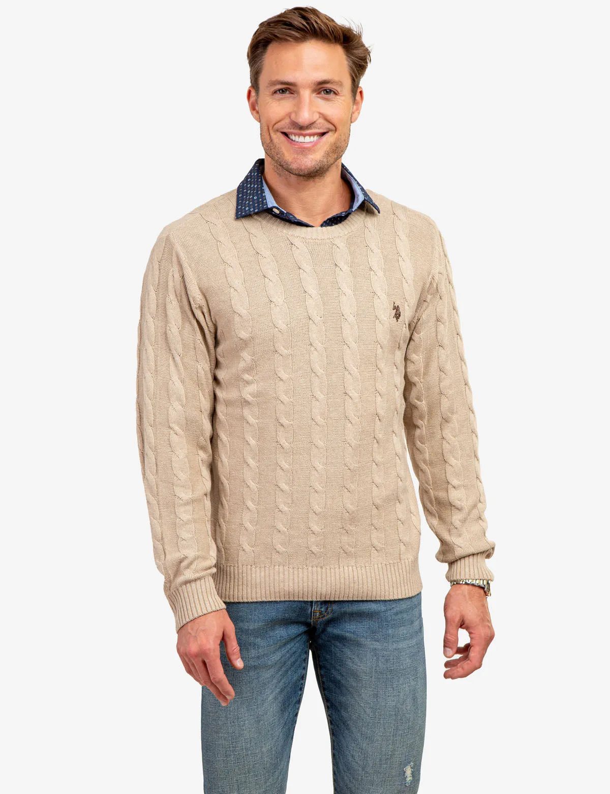 CABLE CREW NECK SWEATER