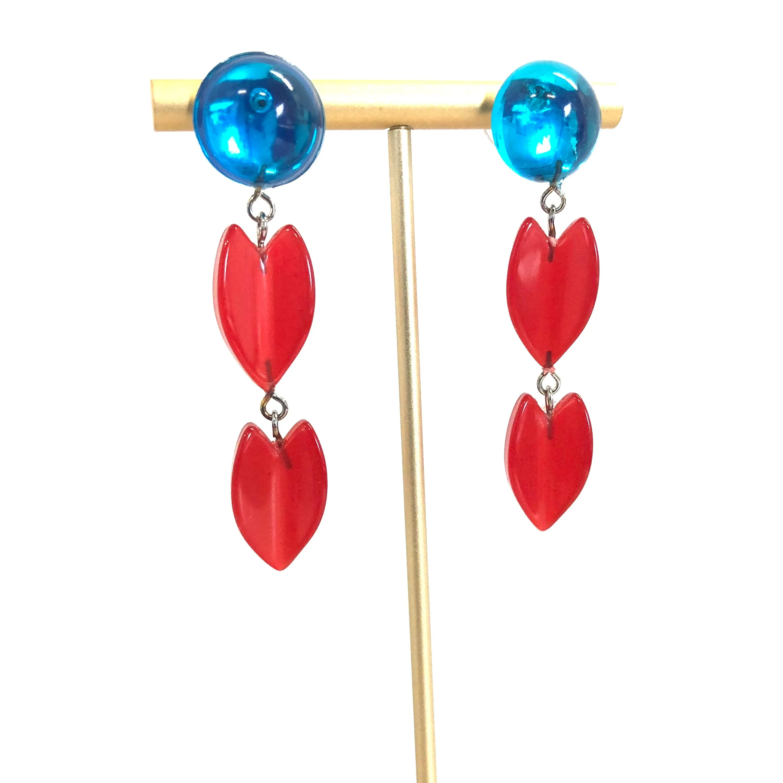 Capri & Cherry Red Leaf Drop Statement Earrings