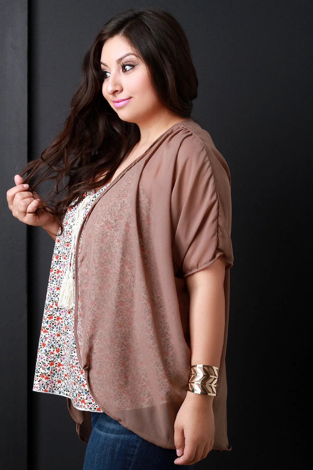 Casual Chiffon Cover Up High Low Cardigan