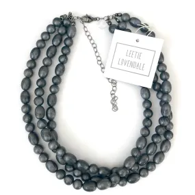 Charcoal Pearlized Beaded Morgan Necklace