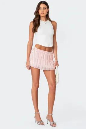 Chiffon Cascade Mini Skirt