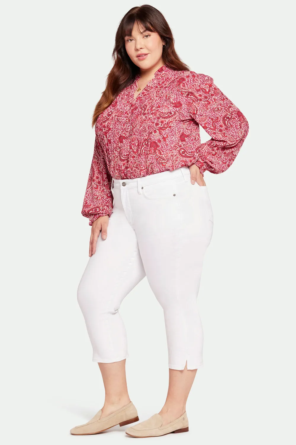 Chloe Capri Jeans In Plus Size - Optic White