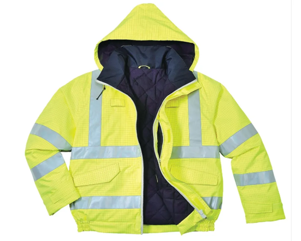 Class 3 Portwest Bizflame Hi-Vis Anti-Static Bomber Rain Jacket