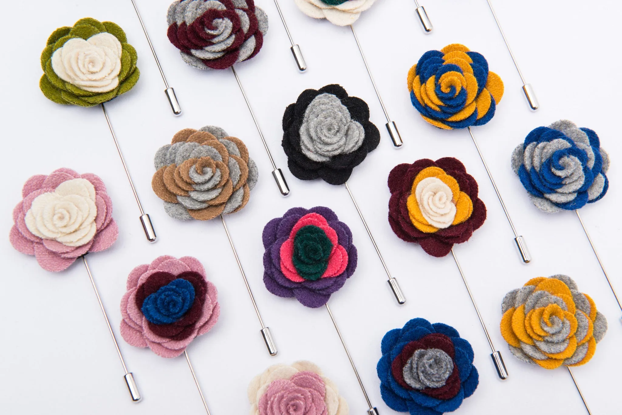 Concord Lapel Flower, Pink / Burgundy / Blue