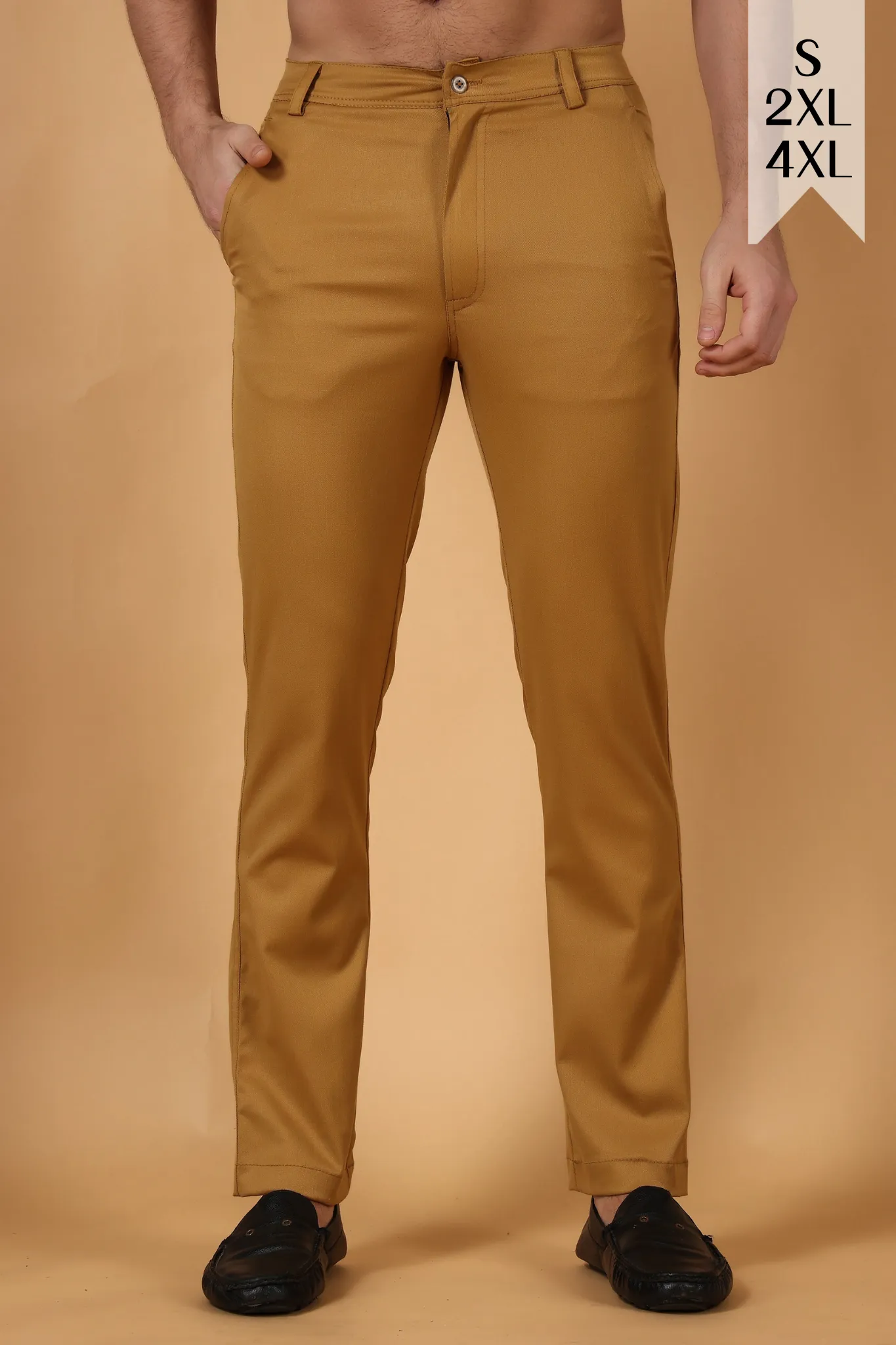 Dark Beige Cotton Lycra Chinos