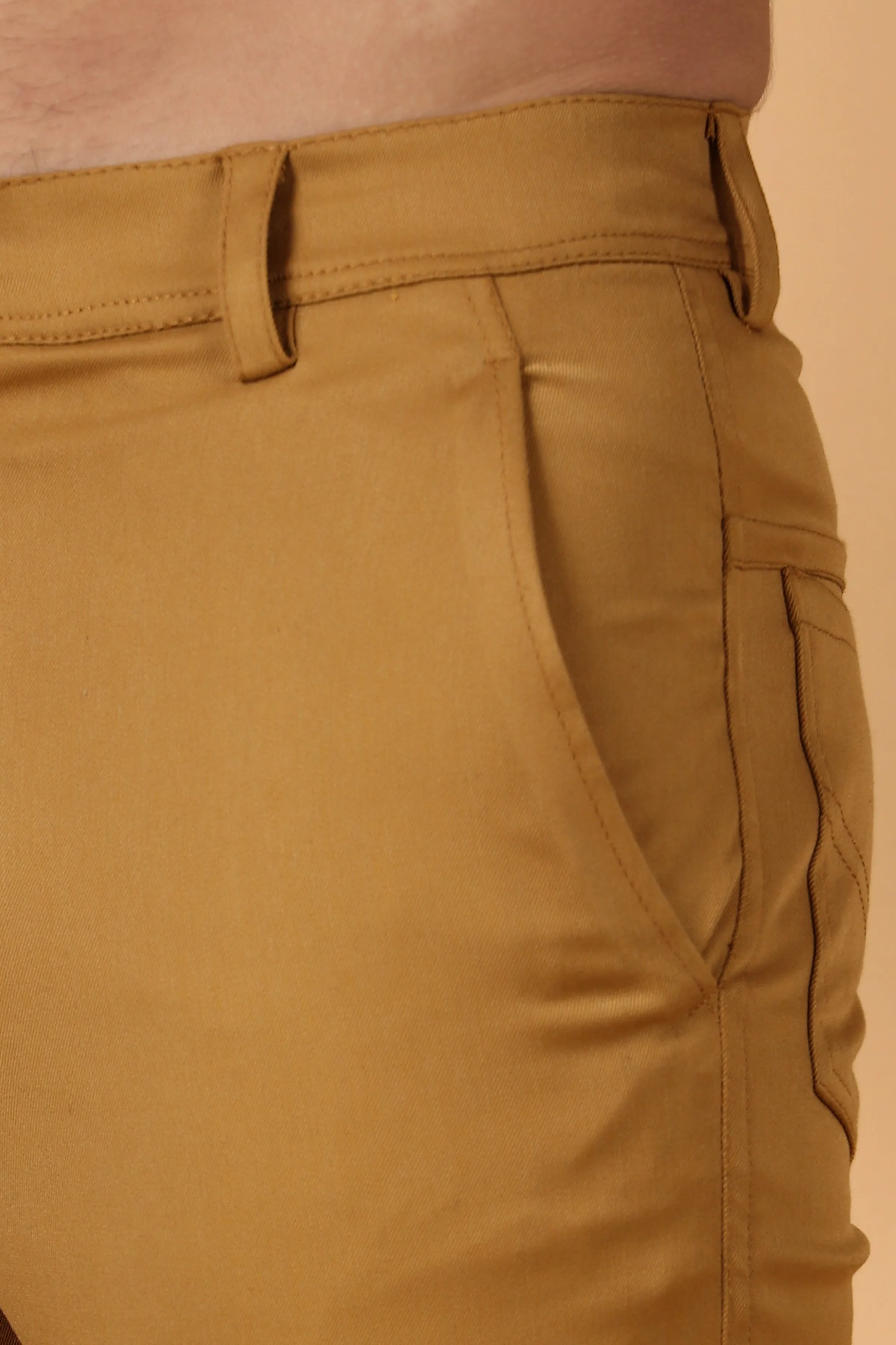 Dark Beige Cotton Lycra Chinos