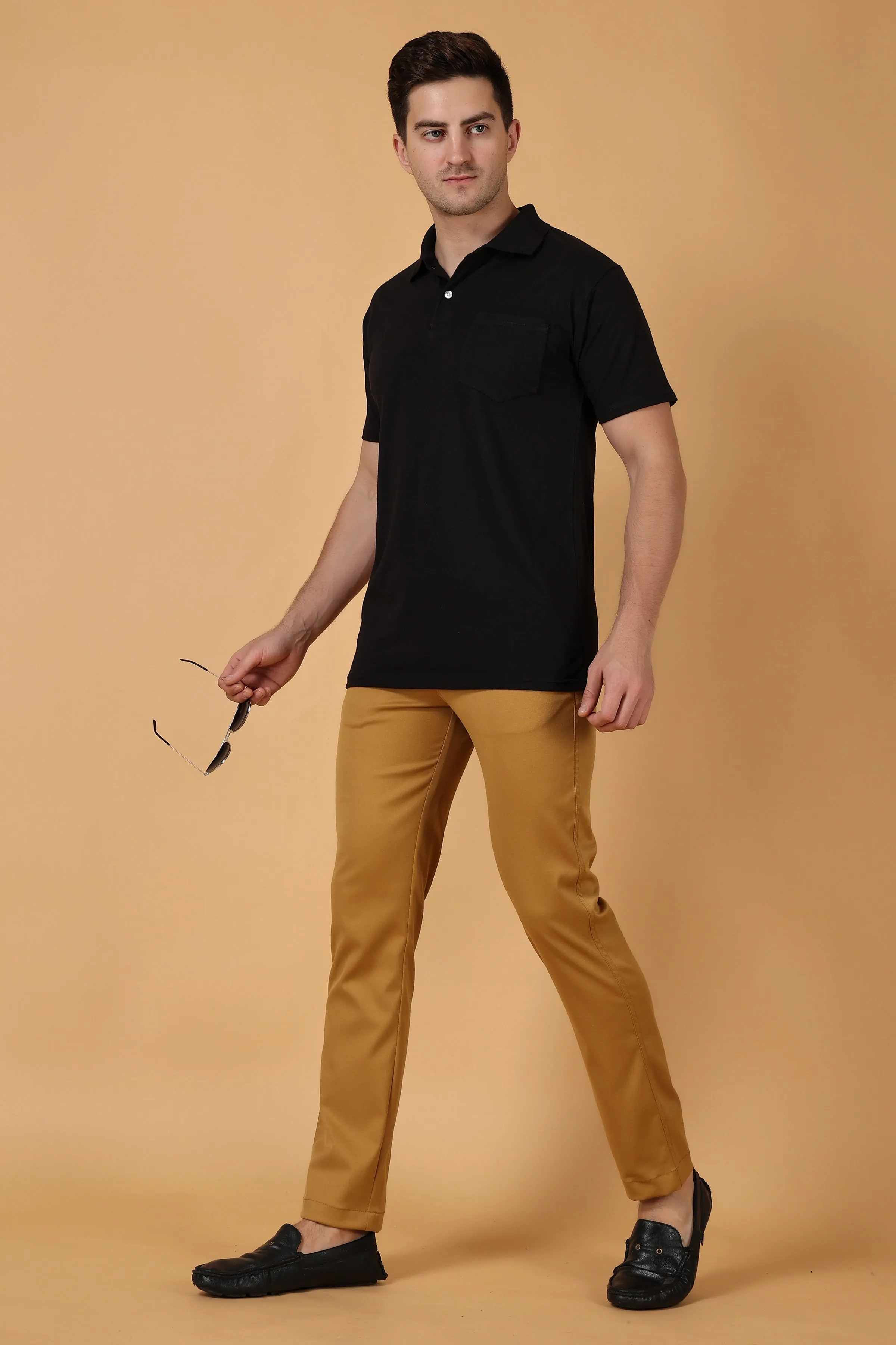 Dark Beige Cotton Lycra Chinos