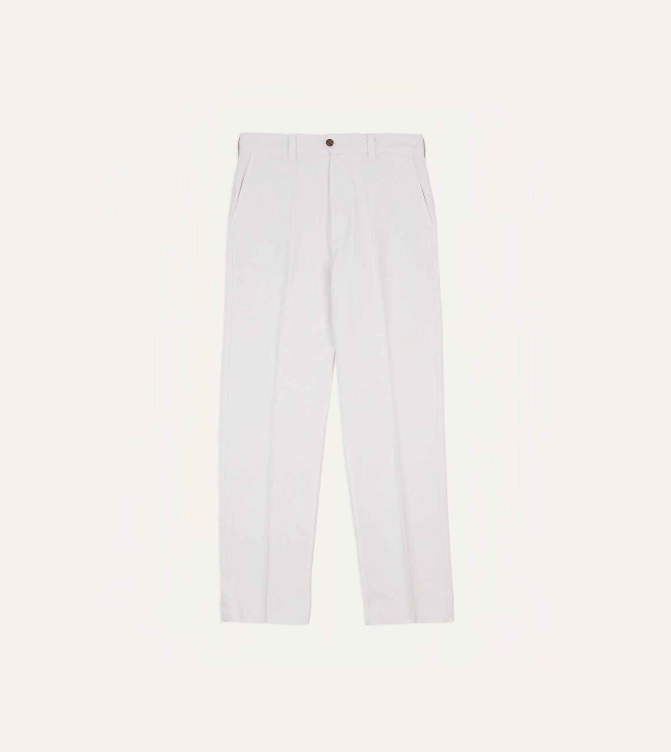 Ecru Cotton Flat Front Chino