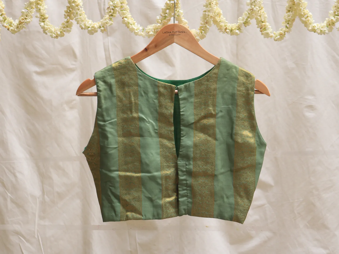 Fern green, soft silk, woven blouse