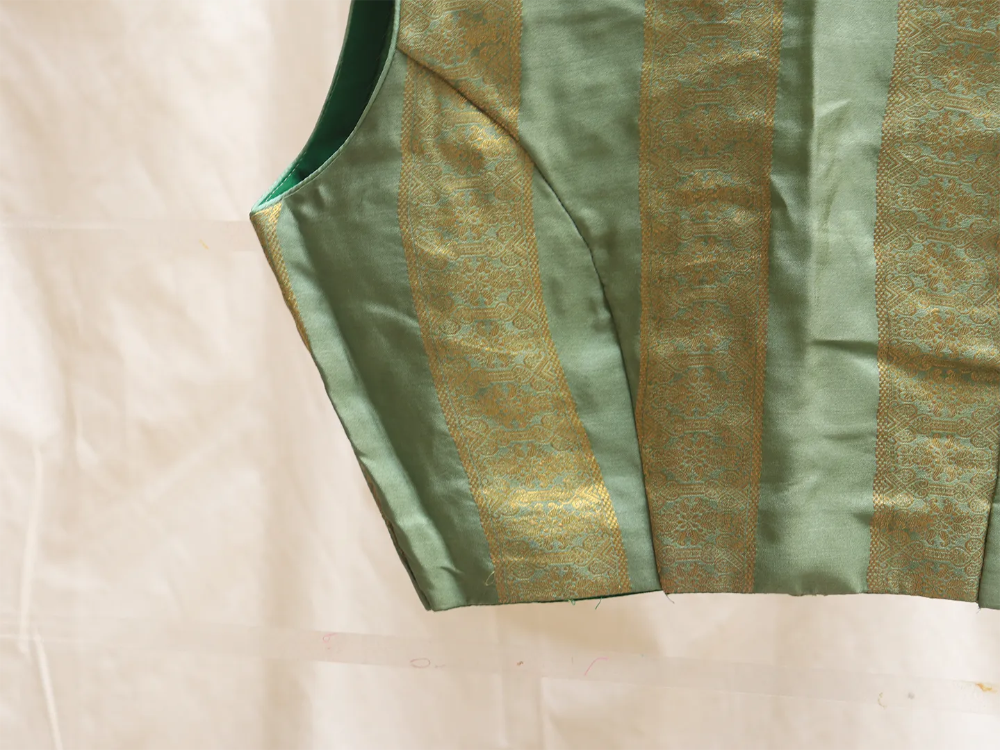 Fern green, soft silk, woven blouse