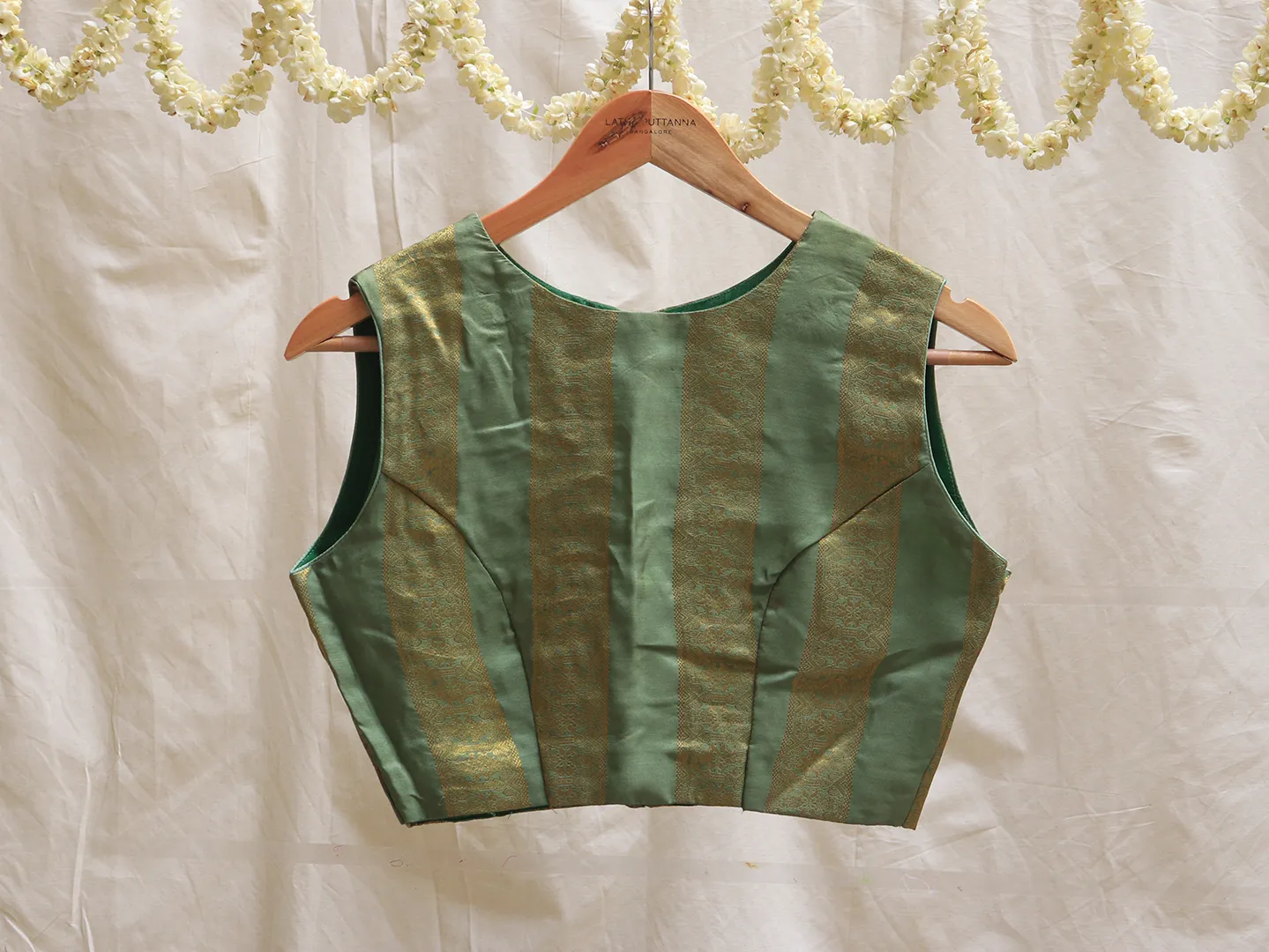 Fern green, soft silk, woven blouse